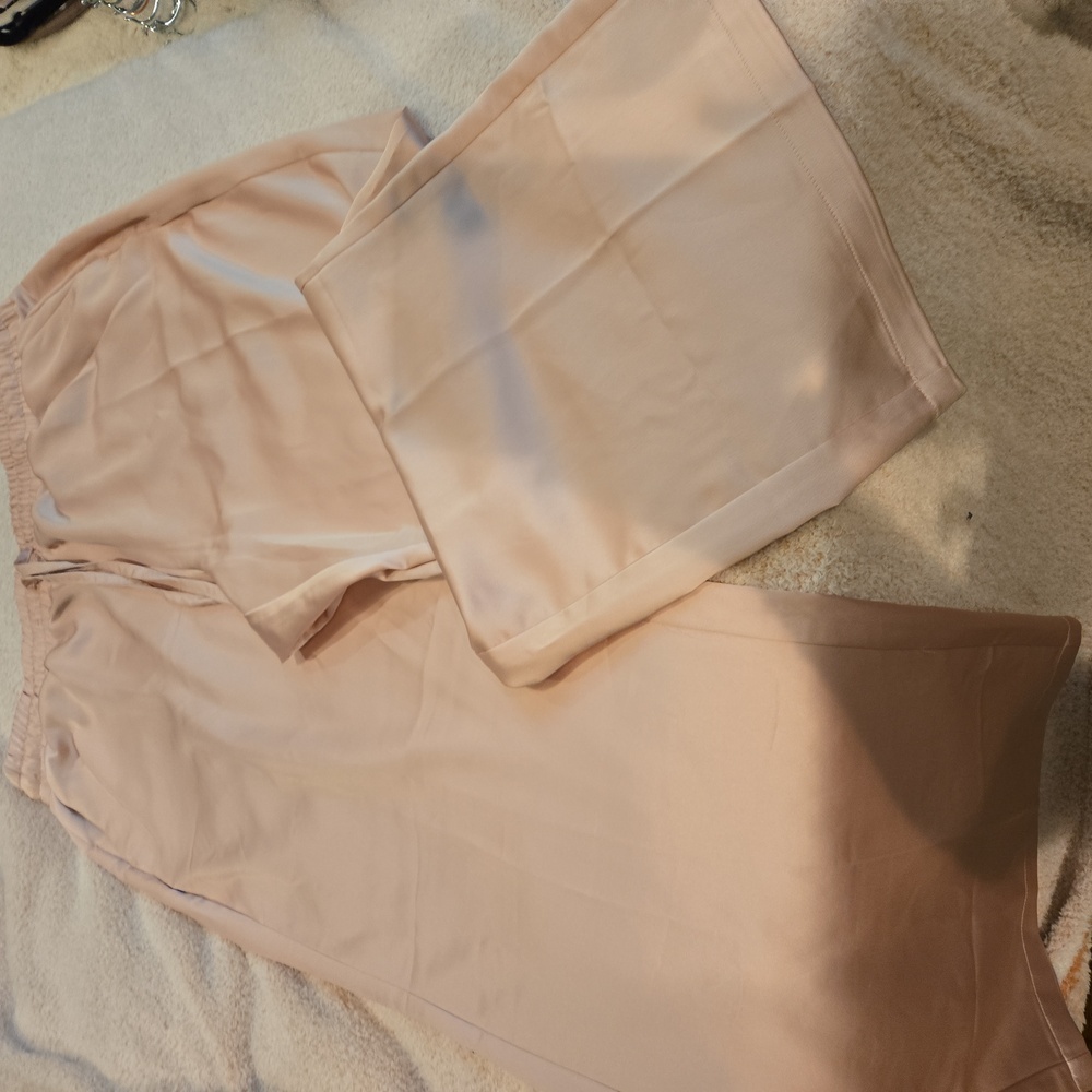 Lane Bryant light pink sateen style pull on wide leg pant 👖 size 18